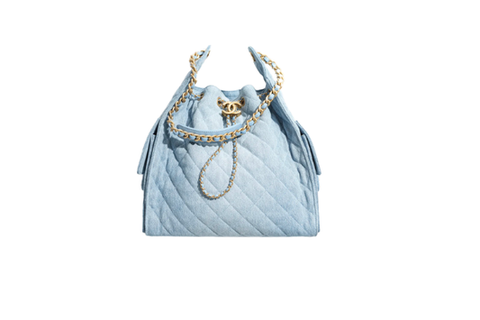Chanel Handbag 25 Light Blue Medium Denim & Gold Tone