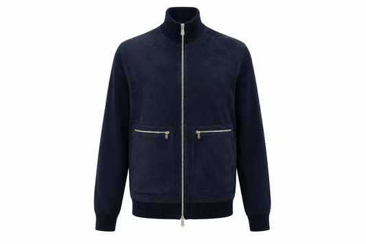 Hermes Blouson Front Leather Marine SizeXL　