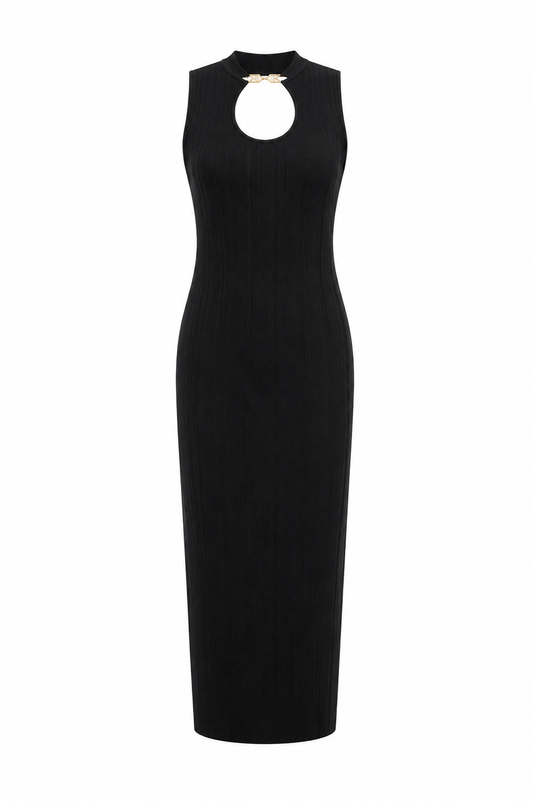 Hermes Robe Longue Sans Manches Noir Size34　