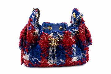 CHANEL HandBag 25 Small  Tweed Quilted Small Red White Blue