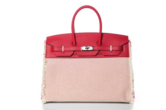 Hermes Birkin 35 Swift Touch Fray Fray Framboise Toile