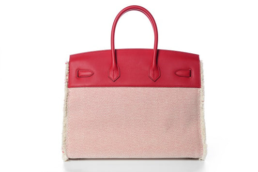 Hermes Birkin 35 Swift Touch Fray Fray Framboise Toile