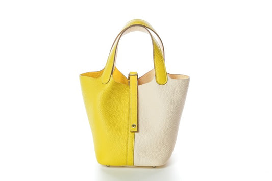 Hermes Picotin PM Touch Silver Hard Ware Y Stamp Togo желтый/белый
