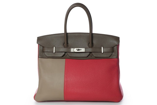 Hermes Birkin 35 Swift and Togo Tricolor Rose Jaipur, Argile and Etoupe