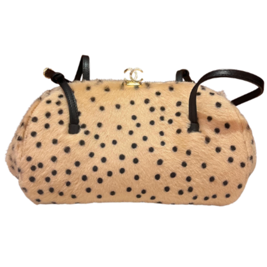 Chanel Clutch With Chain Light Beige & Black Lambskin & Gold Tone