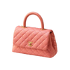 Chanel Mini Coco Handle Quilted Pink Caviar Lizard Embossed Handle