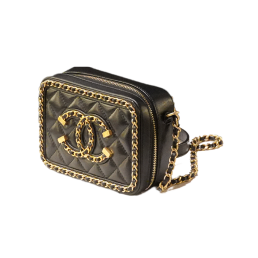Chanel Vanitu case Bag CC with Filigree chain Black Mini
