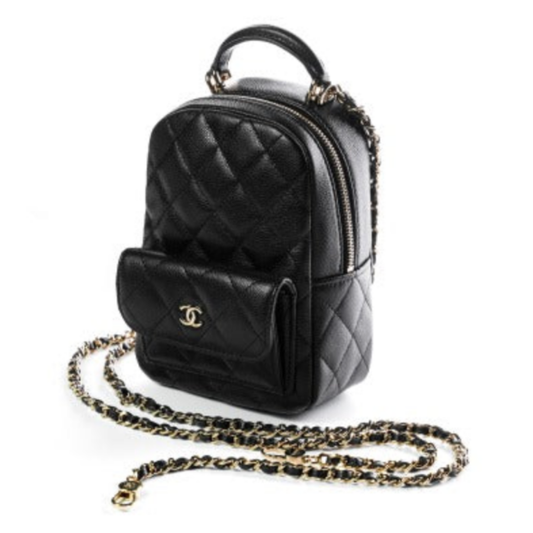 Chanel Caviar Quilted CC Mini Classic Backpack Black Silver Hardware