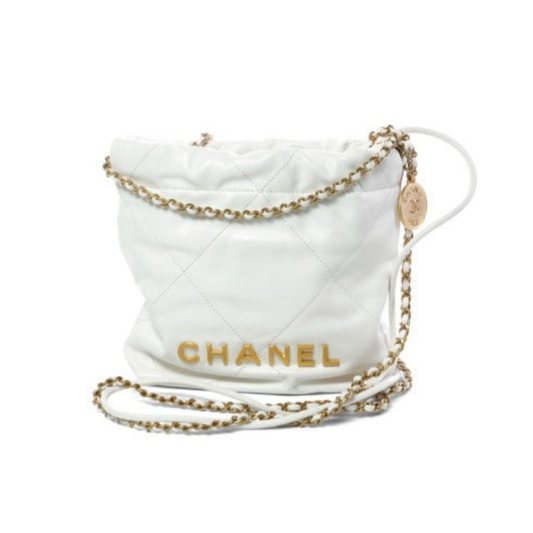 Chanel Mini 22 White leather Hobo Bag