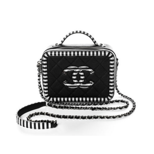 Chanel CC Caviar Filgree Vanity Case Black