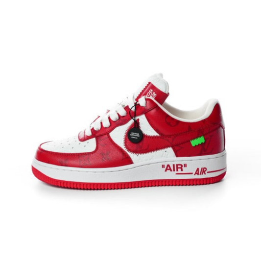 Louis Vuitton x Nike Air Force 1 Red/White Monogram Canvas Sneakers