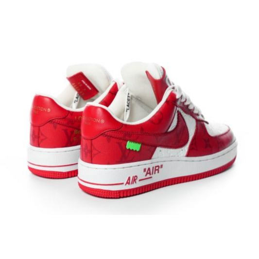 Louis Vuitton x Nike Air Force 1 Red/White Monogram Canvas Sneakers