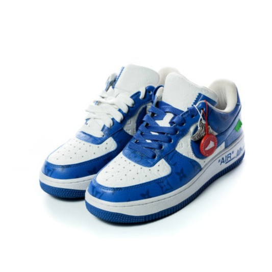 Louis Vuitton x Nike Air Force 1 By Virgil Abloh White And Royal Blue Low Top Sneaker