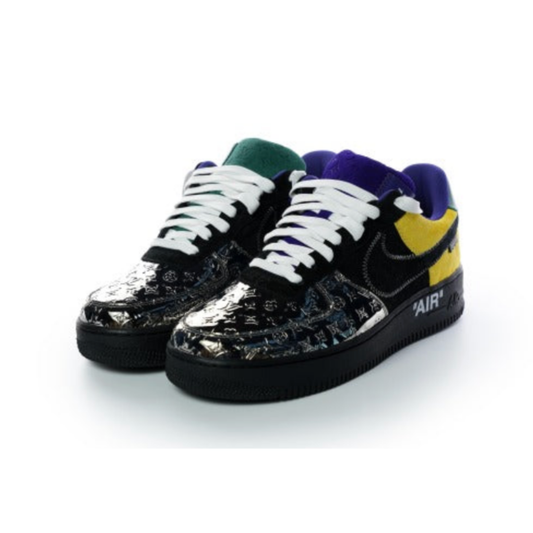 Louis Vuitton x Nike Air Force 1 By Virgil Abloh Black Metallic Silver