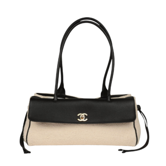 Chanel Small Tote Tweed & Black Grained Calfskin & Gold Tone