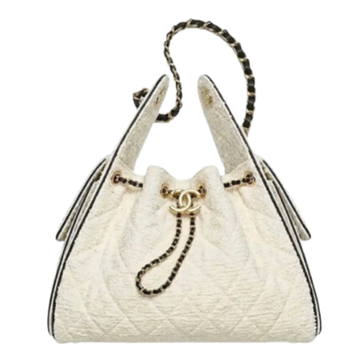 Chanel Handbag25 Ecru and Black Small Canvas &  Calfskin & Gold Tone