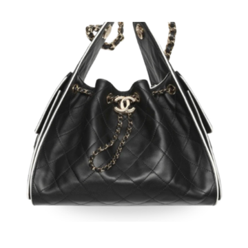 Chanel Handbag25 Black and White Small Calfskin Gold Tone