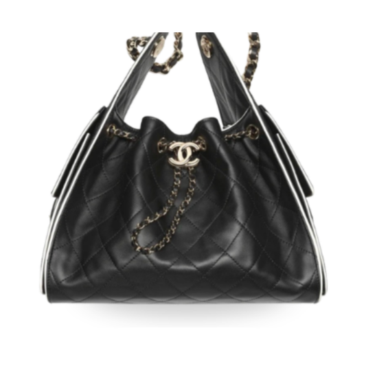 Chanel Handbag25 Black and White Small Calfskin Gold Tone