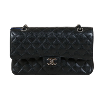 Chanel Matlasse 25 Caviar Skin Chain Shoulder Bag Black