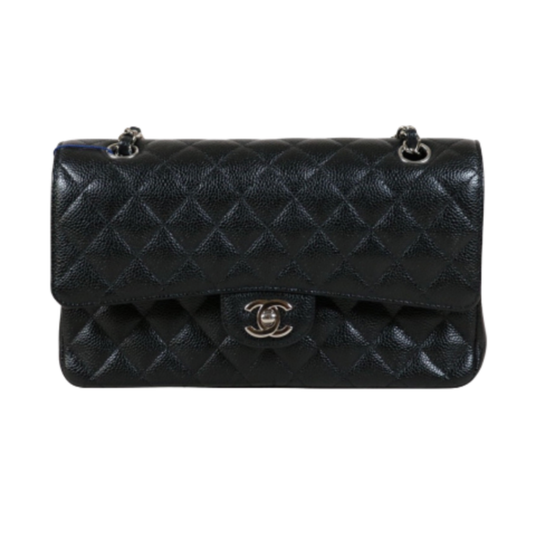Chanel Matlasse 25 Caviar Skin Chain Shoulder Bag Black