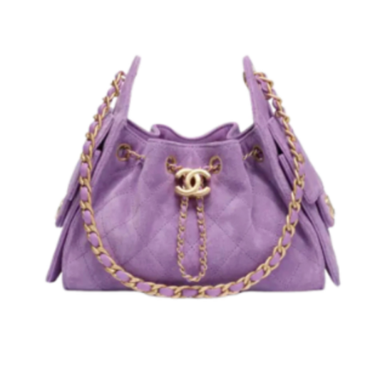 Chanel Handbag 25 Purple Mini Velour &  Gold Tone
