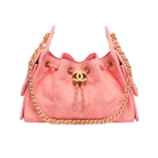 Chanel Handbag 25 Pink Mini Velour & Gold Tone