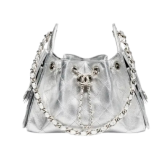 Chanel Handbag 25 Silver Mini Grained Calf Skin & Silver Tone