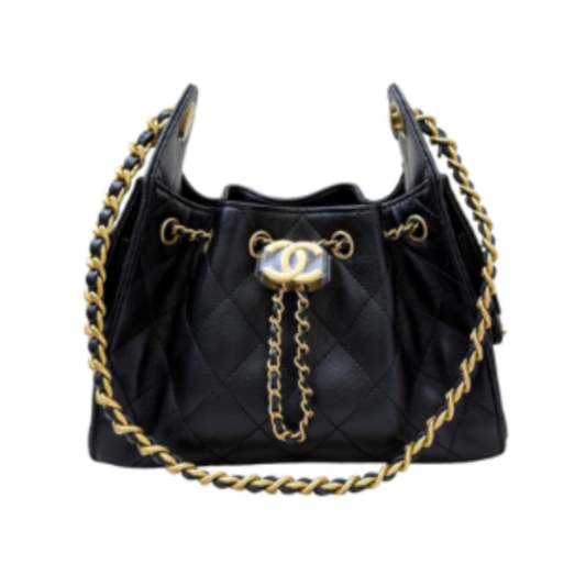 Chanel Handbag 25 Black Mini Grained Calf Skin & Gold Tone