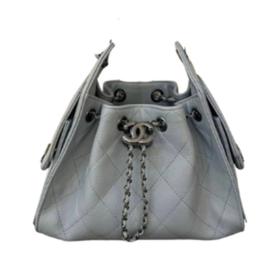 Chanel Handbag 25 Light Blue Mini Grained Calf Skin & Silver Tone