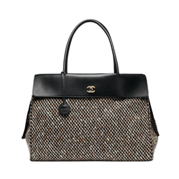 Chanel Large Tote Tweed & Black Grained Calfskin & Gold Tone