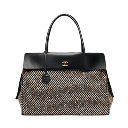 Chanel Large Tote Tweed & Black Grained Calfskin & Gold Tone