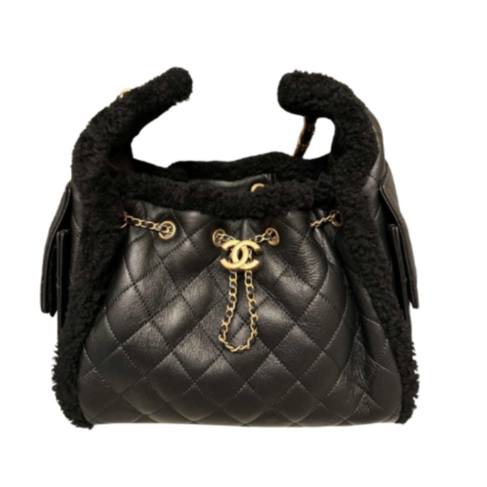 Chanel Handbag 25 Black Small Grained Sheep Skin/Mouton & Gold Tone