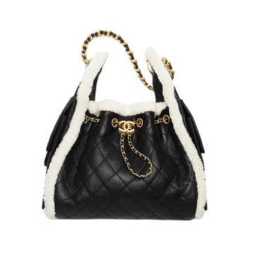 Chanel Handbag 25 Black Small Grained Sheep Skin/Mouton & Gold Tone