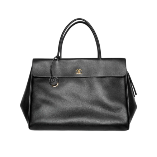 Chanel Large Tote Metal Black Grained Calfskin & Gold Tone