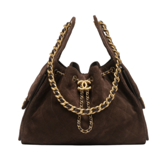 Chanel Handbag 25 Medium Velour Brown