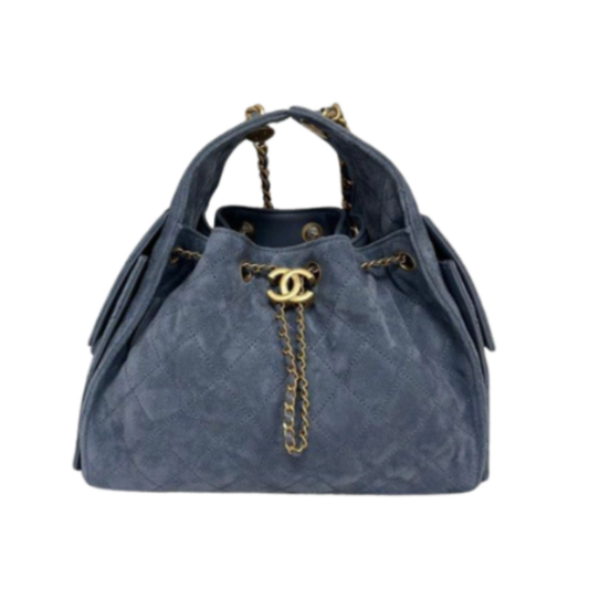 Chanel Handbag 25 Medium Velour Dark Blue