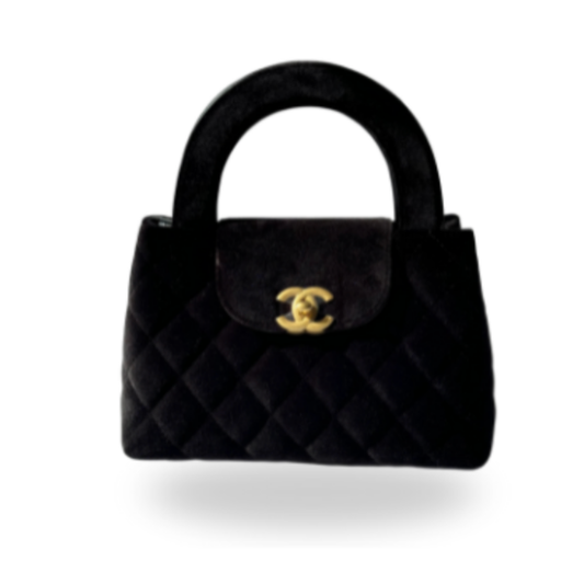 Chanel Cocomark Handbag Velour Black