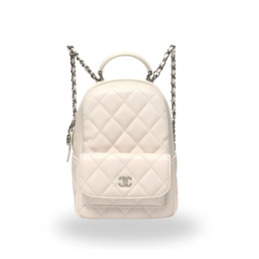 Chanel Caviar Quilted CC Mini Classic Backpack White