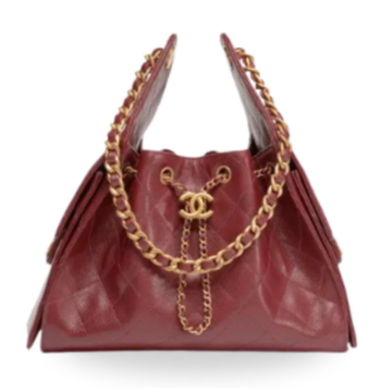 Chanel Handbag 25 Burgundy Small Grained Calf Skin & Gold Tone