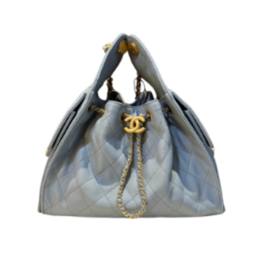 Chanel Handbag 25 Dust Blue caviar Small Grained Calf Skin & Gold Tone