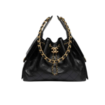 Chanel Handbag 25 Black Small Grained Calf Skin & Gold Tone