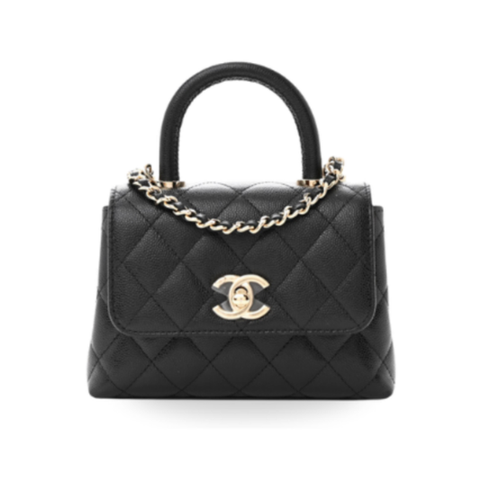 Chanel Coco Handle Nano Grained Calfskin Black