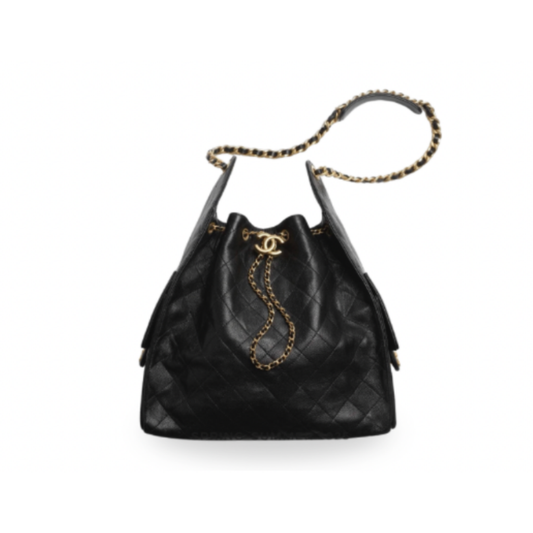Chanel Medium Handbag 25 Grained Calf Skin & Gold Tone Black