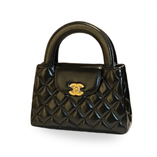 Chanel Mini kelly Black Calfskin Leather