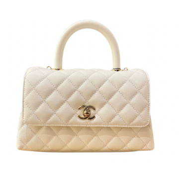Chanel caviar quilted Small Flap Bag With Top Handle white
