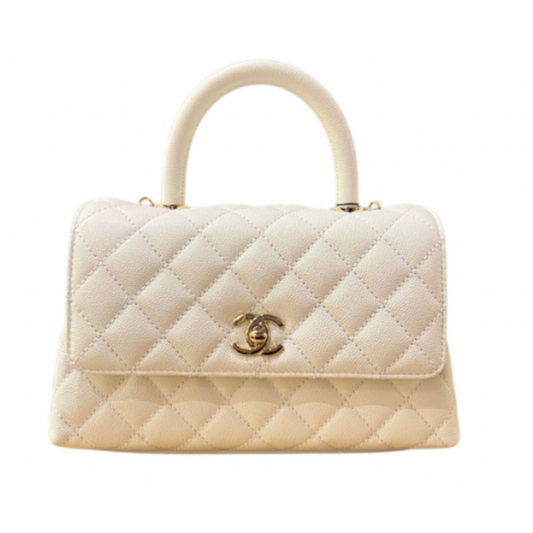Chanel caviar quilted Small Flap Bag With Top Handle white