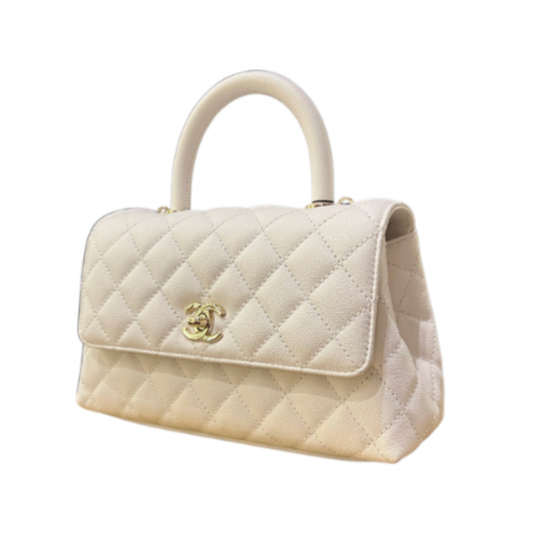 Chanel caviar quilted Small Flap Bag With Top Handle white