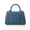 Caviar Quilted Lizard Embossed Small Coco Handle Flap Blue