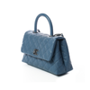 Caviar Quilted Lizard Embossed Small Coco Handle Flap Blue