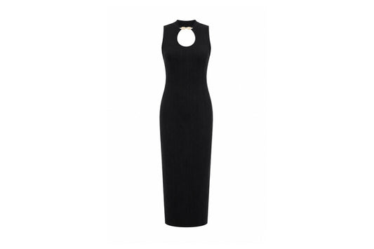 Hermes Robe Longue Sans Manches Noir Size34　